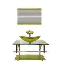 Gabinete De Vidro 70Cm Iq Inox Com Cuba Oval - Verde Oliva