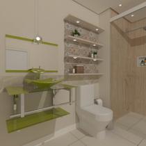 Gabinete de vidro 70cm iq inox com cuba quadrada - verde oliva