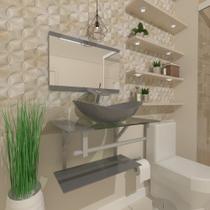 Gabinete de vidro 80cm ac cuba oval prata Gabinete de vidro 80cm ac cuba oval prata