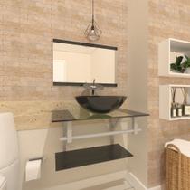 Gabinete de vidro 80cm ac cuba redonda preto