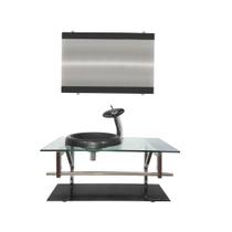 Gabinete de vidro 80cm iq inox com cuba chapéu redonda - grafite