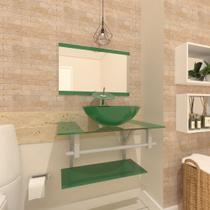 Gabinete de vidro 90cm ac cuba redonda verde