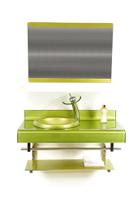 Gabinete de vidro 90cm full curvado duplo inox - verde oliva