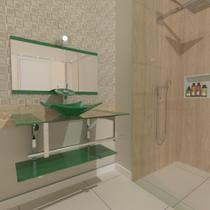 Gabinete de vidro 90cm iq inox com cuba quadrada - verde