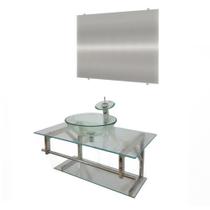 Gabinete de vidro 90cm iq inox com cuba redonda - incolor - Cubas e Gabinetes