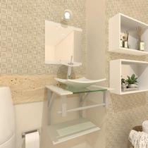 Gabinete De Vidro Banheiro 40Cm Com Torneira Cascata Branco