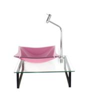 Gabinete de vidro com cuba quadrada rosa tampo 40cm incolor mais torneira metal