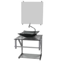 Gabinete de vidro fume 40cm ac com cuba quadrada Gabinete de vidro fume 40cm ac com cuba quadrada