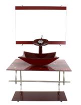 Gabinete de vidro inox para banheiro 60cm retangular mármore avermelhado Gabinete de vidro inox para banheiro 60cm retangular mármore avermelhado