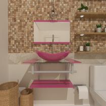 Gabinete de vidro para banheiro 40cm ac cuba oval rosa - Cubas e Gabinetes