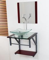 Gabinete de Vidro Para Banheiro 40cm Com Cuba Quadrada - Cubas e Gabinetes