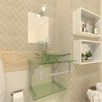 Gabinete de Vidro Para Banheiro 40cm Com Cuba Quadrada