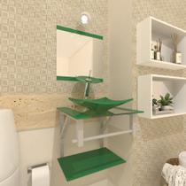 Gabinete de vidro para banheiro 40cm com torneira cascata verde