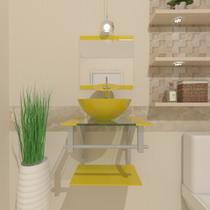 Gabinete de vidro para banheiro 40cm cuba redonda ac amarelo