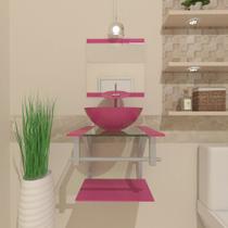 Gabinete de vidro para banheiro 40cm cuba redonda ac rosa