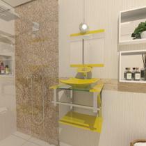 Gabinete De Vidro Para Banheiro 40Cm Inox Amarelo