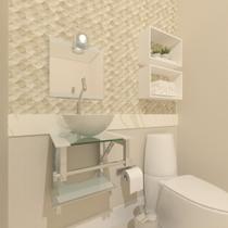 Gabinete de vidro para banheiro 40cm inox branco