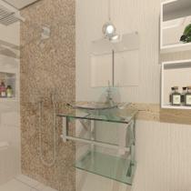 Gabinete De Vidro Para Banheiro 40Cm Inox Incolor - Cubas E Gabinetes