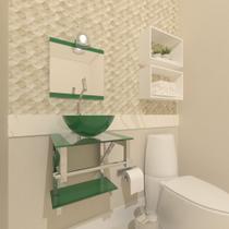 Gabinete de vidro para banheiro 40cm inox verde