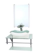 Gabinete de vidro para banheiro 60cm ac cuba abaulada branco com torneira cascata