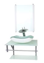 Gabinete de vidro para banheiro 60cm ac cuba abaulada branco full