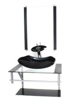 Gabinete de vidro para banheiro 60cm ac cuba abaulada preto