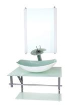 Gabinete de vidro para banheiro 60cm ac cuba oval chanfrada branco full com torneira cascata