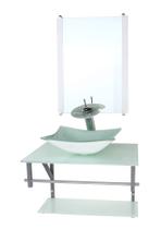 Gabinete de vidro para banheiro 60cm ac cuba retangular branco full com torneira cascata Gabinete de vidro para banheiro 60cm ac cuba retangular branco full com torneira cascata