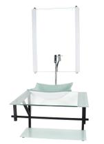 Gabinete de vidro para banheiro 60cm ap cuba quadrada branco com torneira cromada - CUBAS E GABINETES