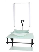 Gabinete de vidro para banheiro 60cm ap cuba retangular branco full