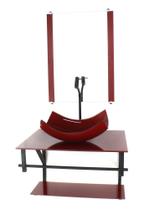 Gabinete de vidro para banheiro 60cm ap cuba retangular curvada vermelho cereja full Gabinete de vidro para banheiro 60cm ap cuba retangular curvada vermelho cereja full