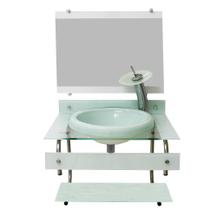 Gabinete De Vidro Para Banheiro 60Cm Inox + Torneira Branco