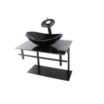 Gabinete de vidro para banheiro 60cm oval ap slim marmore preto