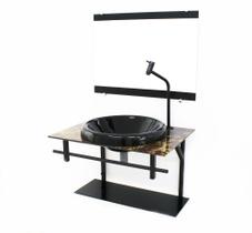 Gabinete de vidro para banheiro ap 60cm com cuba chapeu - mármore imperador