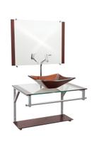 Gabinete de Vidro para Banheiro com Cuba Quadrada + Espelho + Torneira Link Inclusa em Várias Cores - Lopazzi