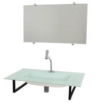 Gabinete de vidro para banheiro cuba acoplada 50cm sp branco - Cubas e Gabinetes
