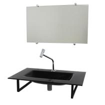 Gabinete De Vidro Para Banheiro Cuba Acoplada 50Cm Sp Preto