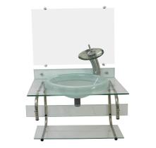 Gabinete De Vidro Para Banheiro Itxx 60Cm Inox + Torneira