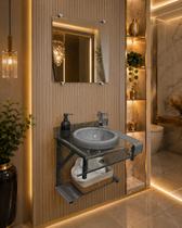 Gabinete de Vidro Premium Curva Dupla para Banheiro e Lavabo PPQ Cubas e Gabinete