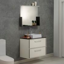 Gabinete e Espelheira 80cm Inspira Design Branco/Chumbo Gabinete e Espelheira 80cm Inspira Design Branco/Chumbo