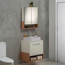 Gabinete e Espelheira 80cm Inspira Design Branco/Salmão Gabinete e Espelheira 80cm Inspira Design Branco/Salmão