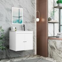 Gabinete e Espelho com Pia Para Banheiro Porta Pequeno 45cm - Decore Agora
