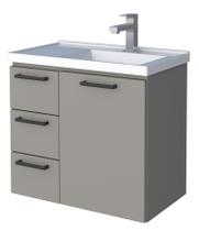 Gabinete em aço com tampo de mármore sintético para banheiro ameixa cinza
