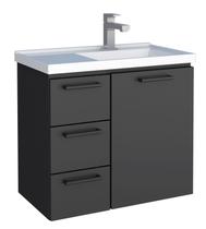 Gabinete em aço com tampo de mármore sintético para banheiro ameixa preto