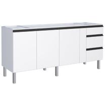 Gabinete em Aço Gaia Branco para Pias de 2,00 metro com 4 Portas e 3 Gavetas - P101305 - COZIMAX