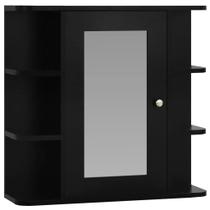 Gabinete Espejo para Baño vidaXL con Compartimentos de Almacenamiento Negro