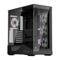 Gabinete Gamer 1STPLAYER GM7, Mid Tower, RGB, ATX, Lateral em Vidro Temperado, 4X Fans, Preto - GM7-BK-3FN7R-1FN7