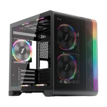 Gabinete Gamer 1STPLAYER VT5, Mid Tower, RGB, ATX, Lateral em Vidro Temperado, 3X Fans, Preto - VT5-BK-3FS7 Gabinete Gamer 1STPLAYER VT5, Mid Tower, RGB, ATX, Lateral em Vidro Temperado, 3X Fans, Preto - VT5-BK-3FS7