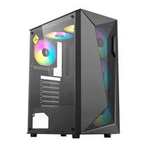 Gabinete Gamer Acegeek Atlas R338, Rainbow, Mid-Tower, Lateral de Vidro, Com 4 Fans, Preto, AG-ATLAS-R338-BK-I4F