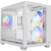 Gabinete Gamer Aerocool Dryft Branco Com 6 fans ARGB Vidro